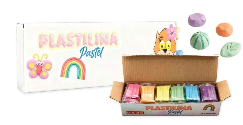 Plastilina pastel en caja